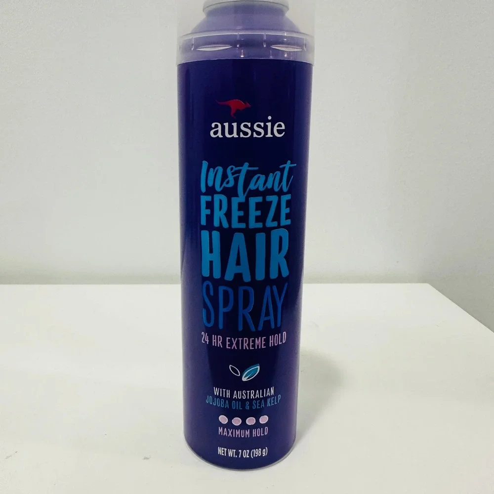 Aussie Instant Freeze Hair Spray 24 Hour Extreme Hold 7 oz Jojoba Oil Sea Kelp